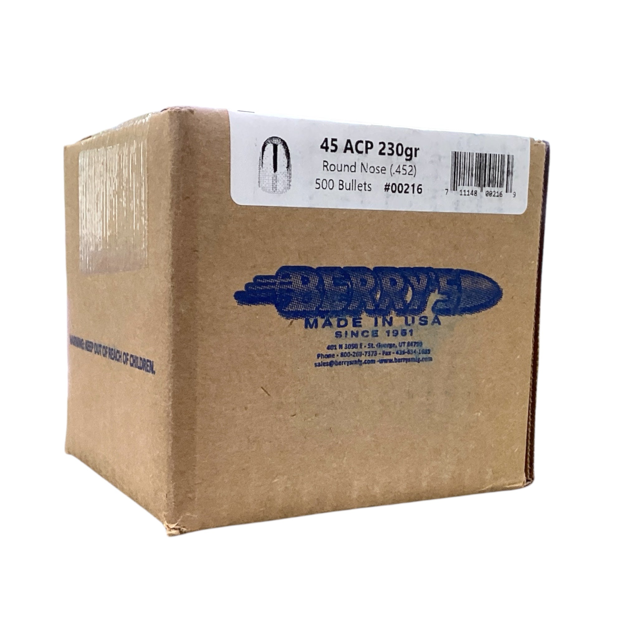 Berry's 45 ACP 230gr (.452) RN Projectiles #00216