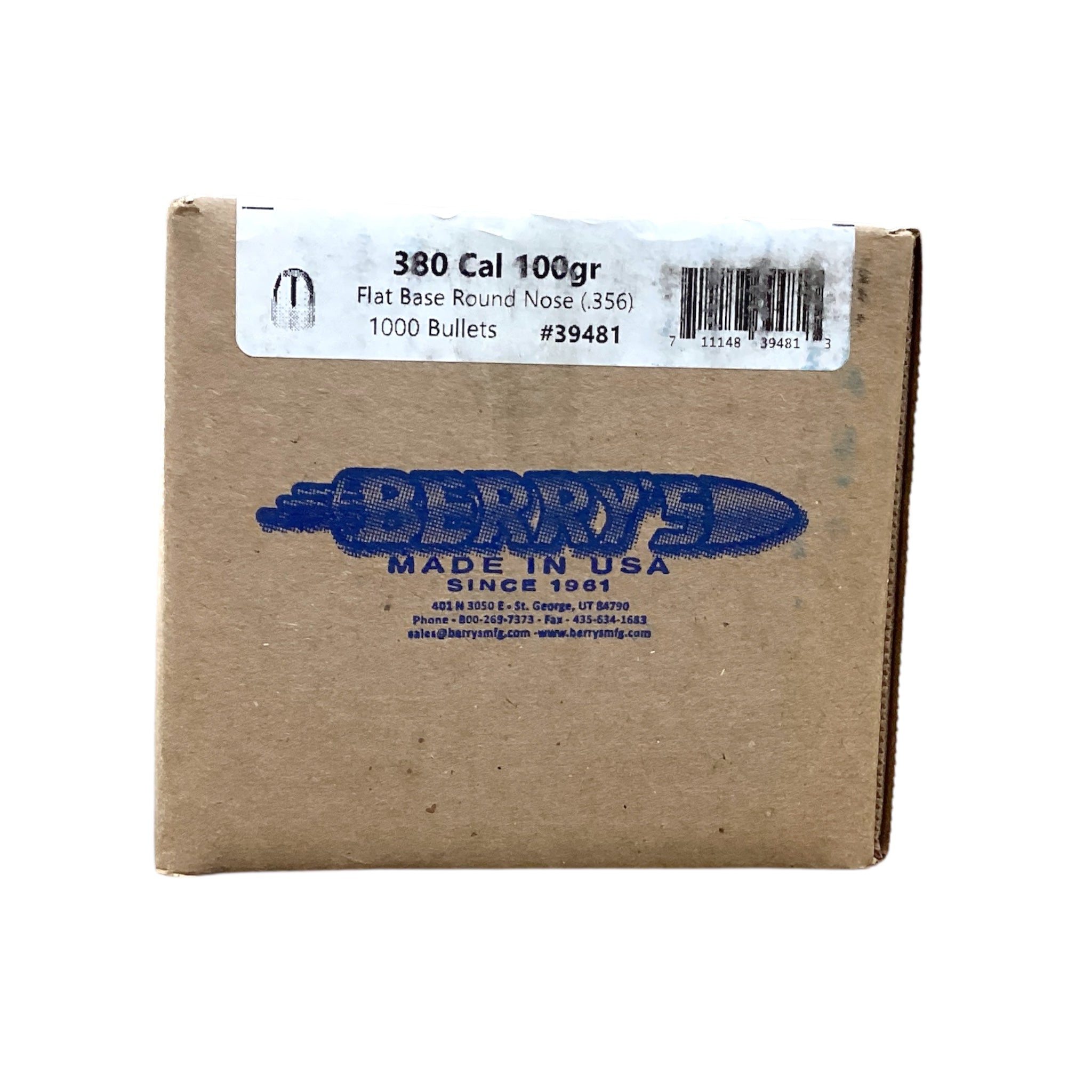Berry's 380 ACP (.356) 100gr RN Projectiles #39481