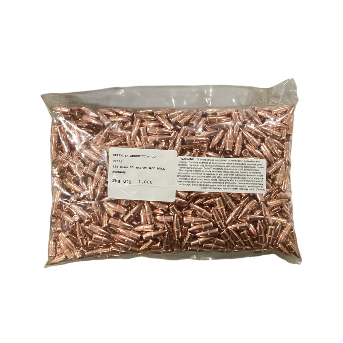 Hornady .224 55gr FMJ-BT Projectiles (#HY022) 1000ct