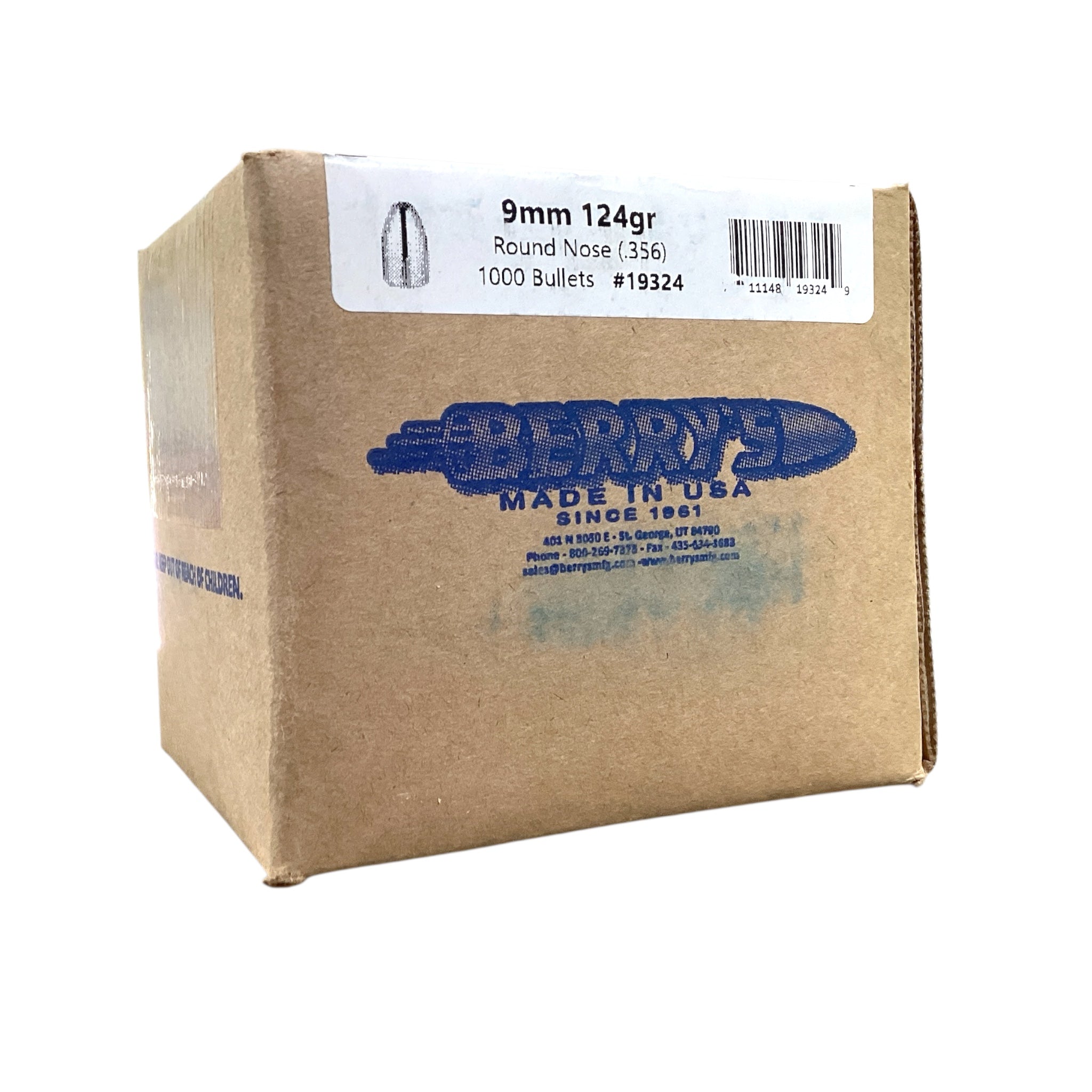 Berry's 9mm (.356) 124gr RN Projectiles #19324