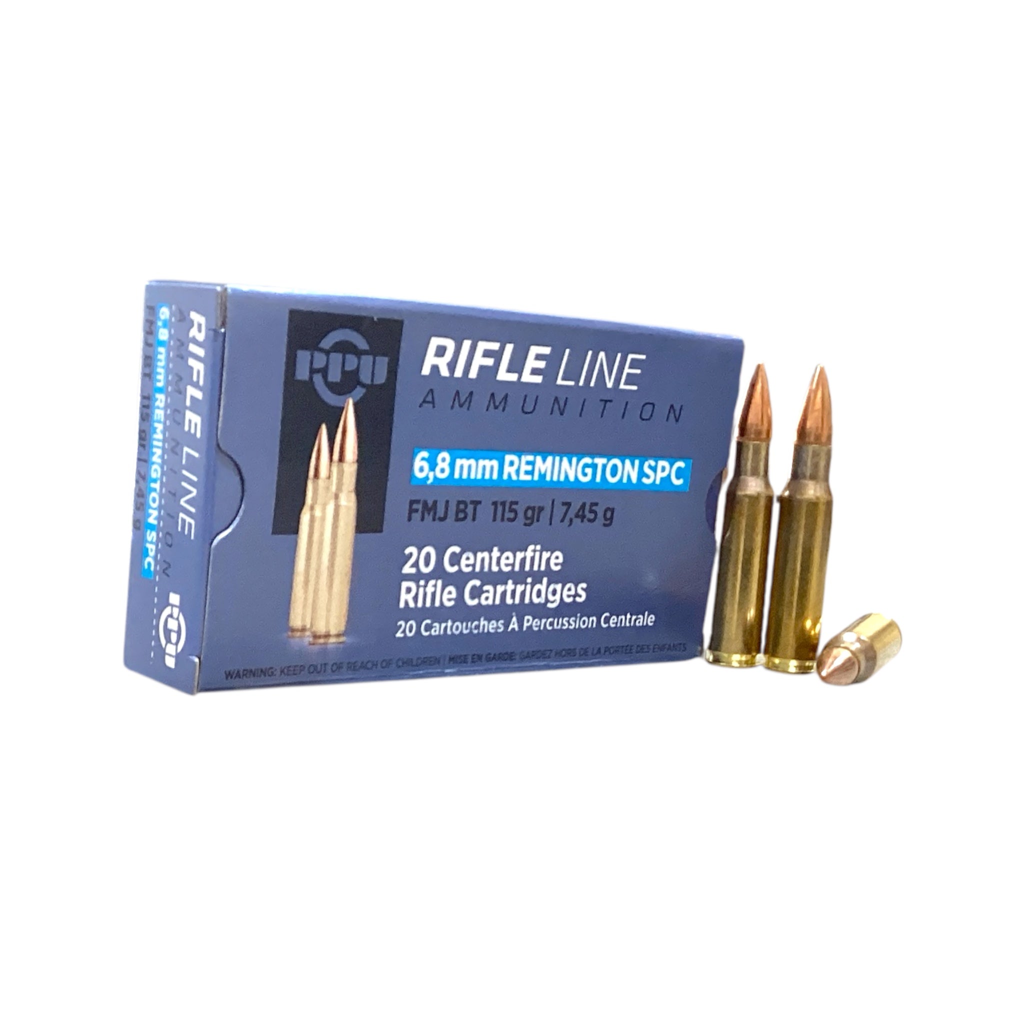PPU 6.8 Remington SPC FMJ-BT 115gr