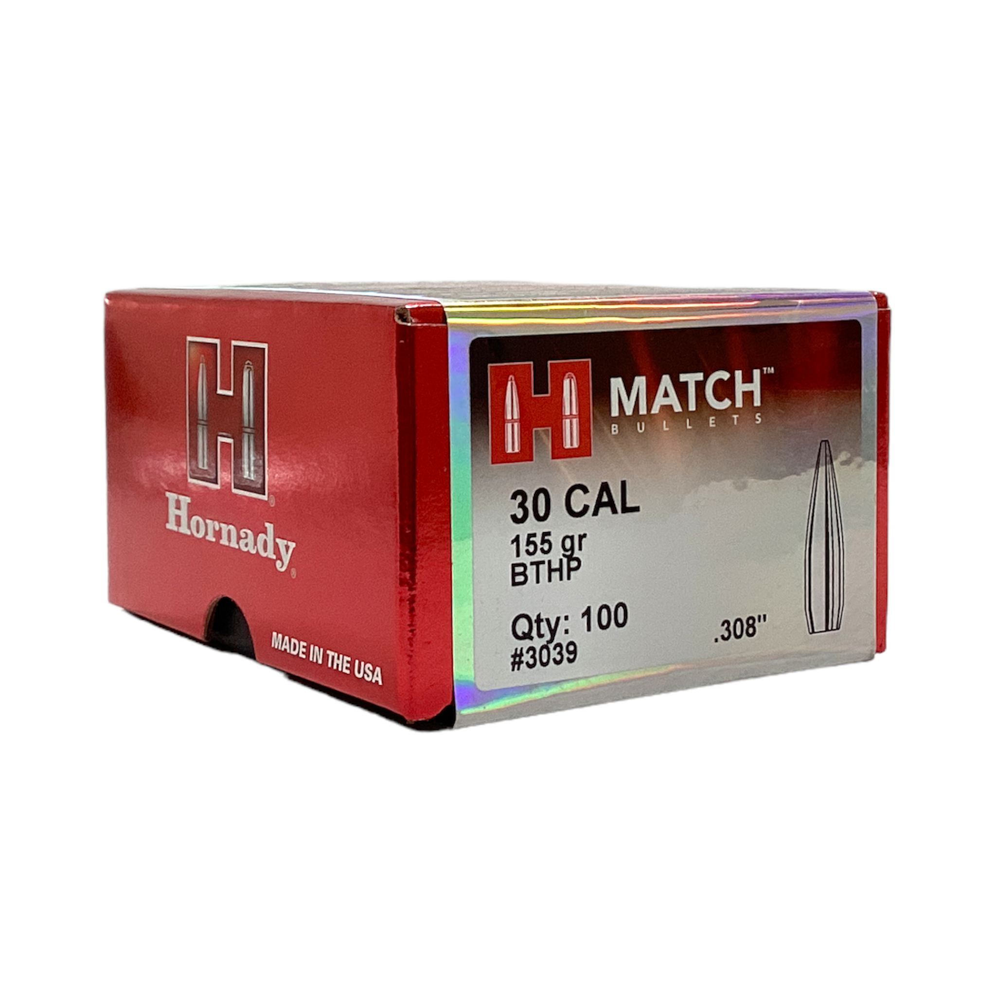 Hornady 30 Cal (.308) 155gr BTHP Projectiles #3039