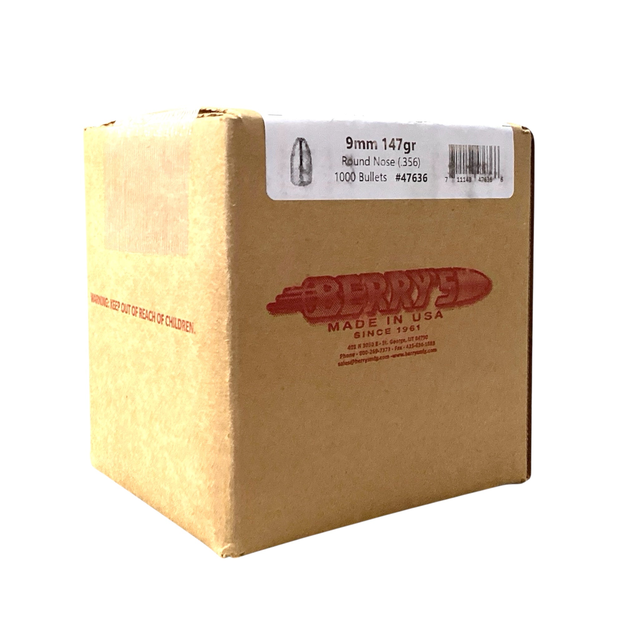 Berry's 9mm (.356) 147gr RN Projectiles #47636