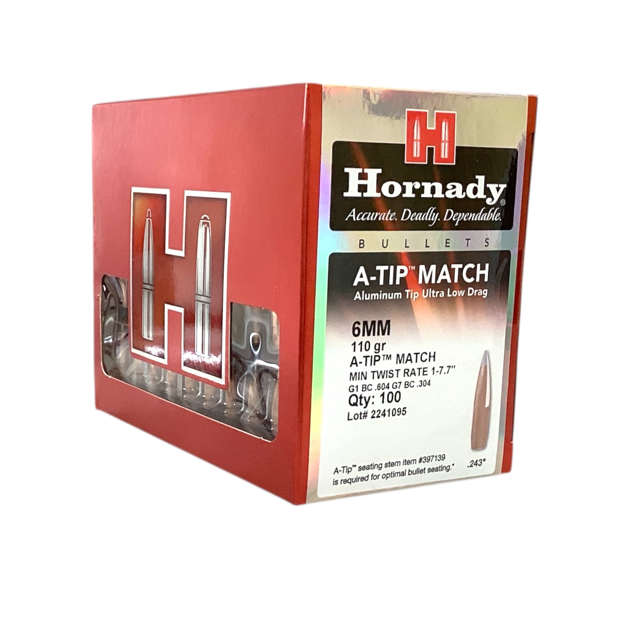 Hornady 6mm (.243) 110gr A-Tip Projectiles #24531