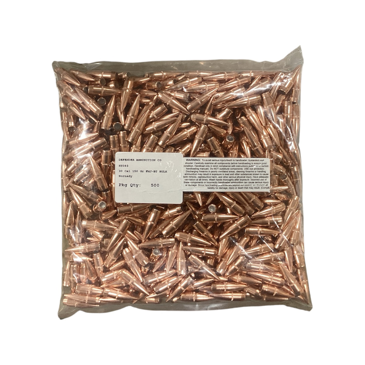 Hornady 30 cal 150gr FMJ-BT Projectiles (#HY093) 500ct