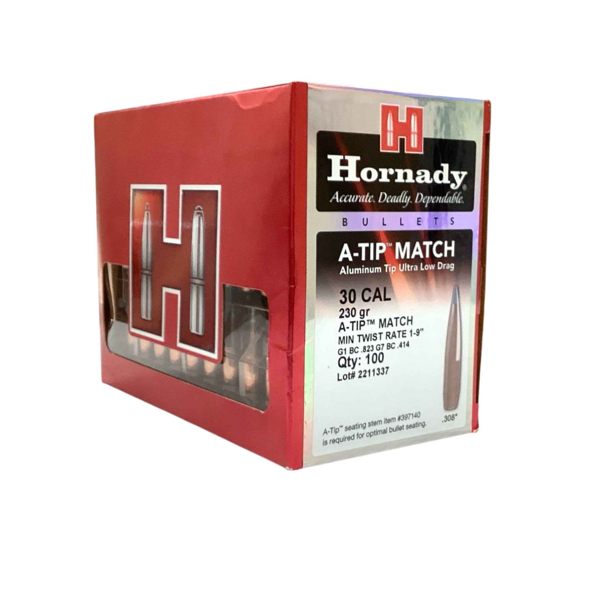 Hornady 30 Cal (.308) 230gr A-TIP Projectiles #3091