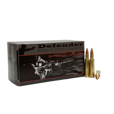 A box of .222 Remington hollow point ammunition with three rounds displayed in front.