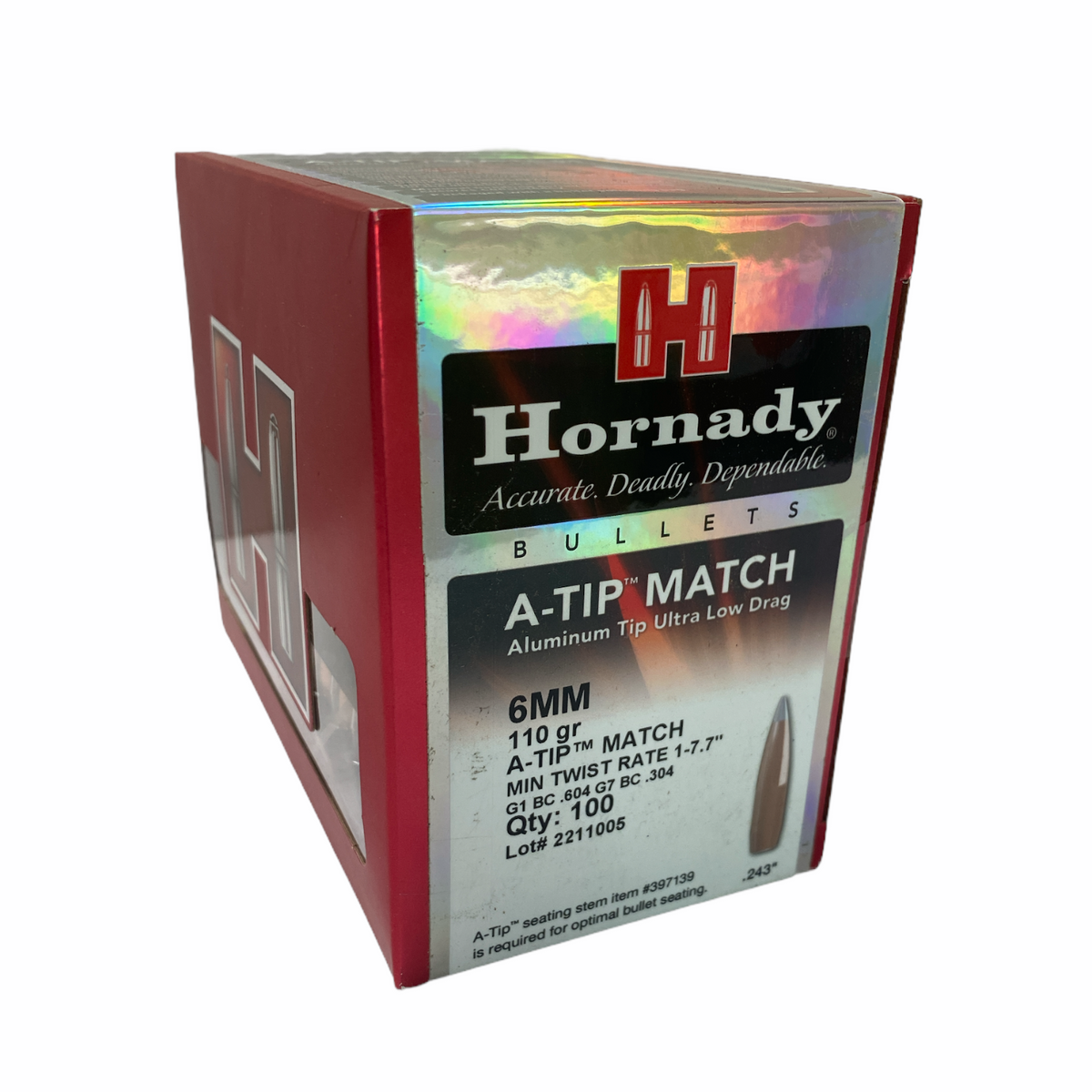 Hornady 6mm (.243) 110gr A-Tip Projectiles #24531