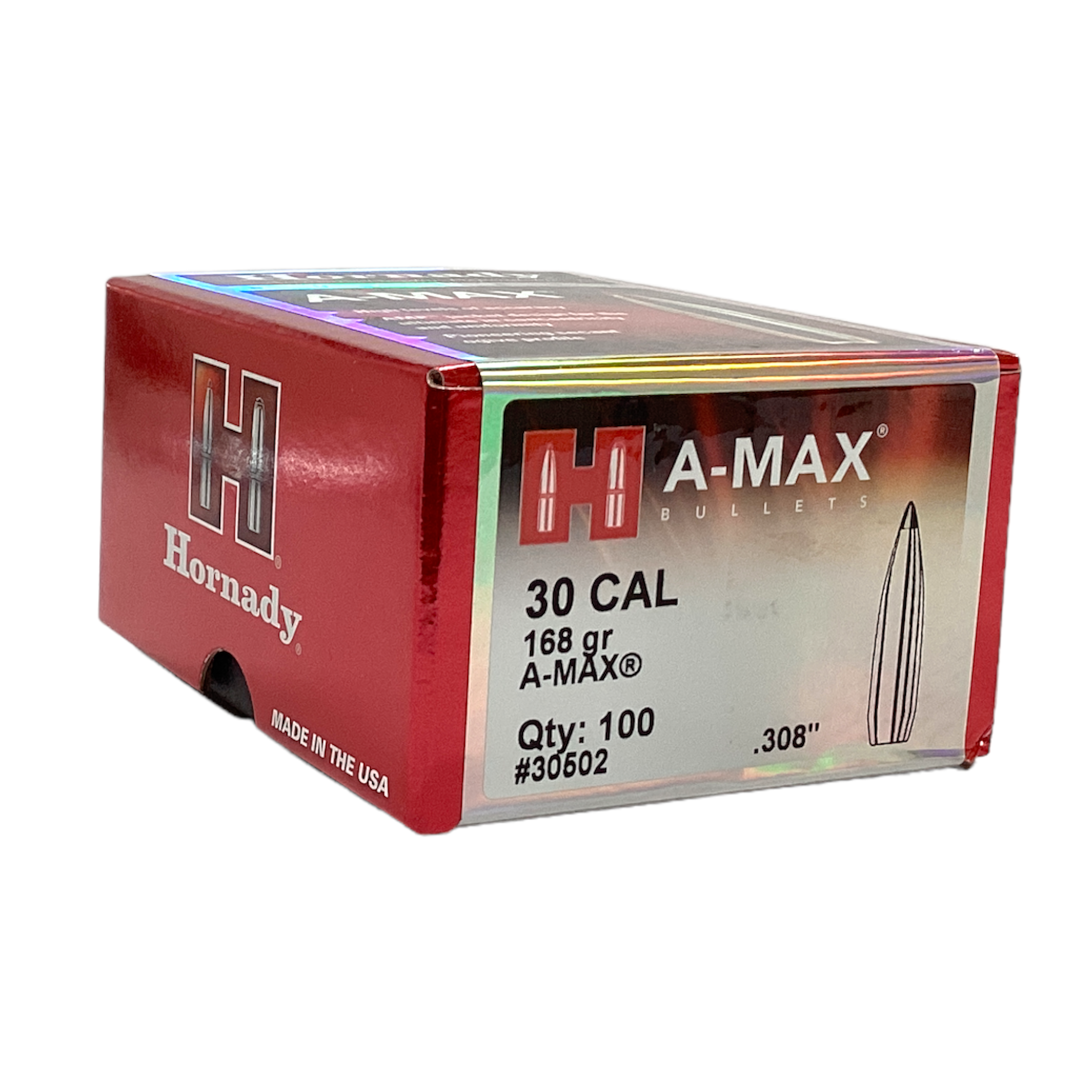 Hornady 30 Cal (.308) 168gr A-Max Projectiles #30502